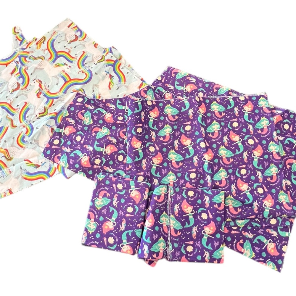 Lot Of 6 Cotton Fabric Sewing Crafts Quilting Fantasy Mermaids Unicorns Rainbow‎